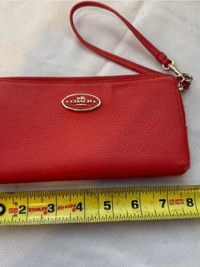 Coach Red Pebbled Leather Wristlet with Detachable Strap